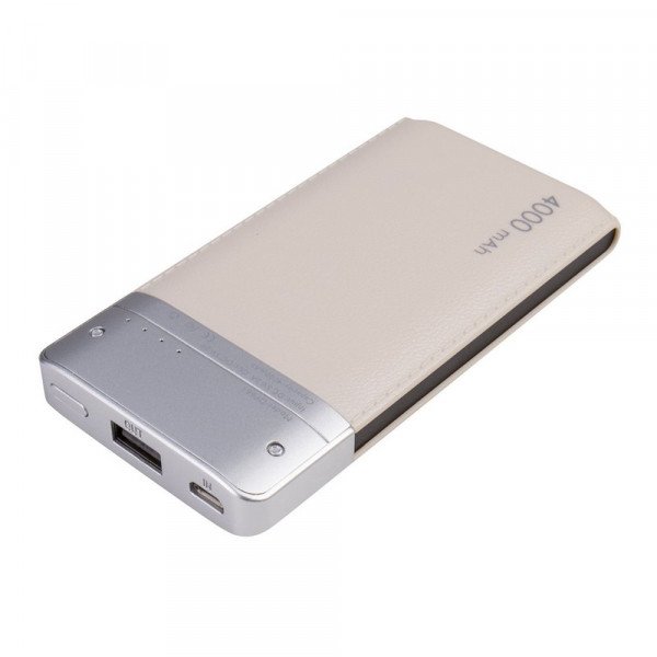 Wholesale 4000 mAh Leather Style Ultra Compact Portable Charger External Battery Power Bank (Gold)
